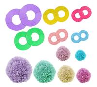 Curtzy Kit per Pom Pom Maker Plastica (6pz)- 6 Taglie PON PON Maker (2,5, 3,5, 4,5, 5,5, 7 e 9 cm) - Attrezzi per Fare PON PON Colorati con Palla Lana PON PON, Strumento Tessitore