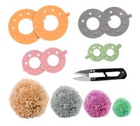 Curtzy Kit per Pom Pom Maker Plastica con Forbici (4 Set) - 4 Taglie PON PON Maker (3,5, 5,5, 7 e 9 cm) - Attrezzi per Fare PON PON Colorati con Palla Lana PON PON, Tessitore