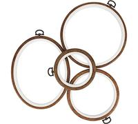 Curtzy Set da 4 Cerchi per Ricamo e Punto Croce in Plastica - 10,5-17 cm Set Telaio per Ricamo Legno Finto da Appendere - Telaio Ricamo da Esposizione per Arte, Artigianato e Cucito