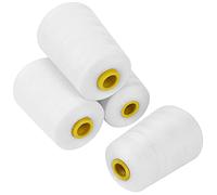 Curtzy Set Rocchetto Filo per Macchina da Cucire Poliestere Bianco (4pz) - Bobine da 11,5 cm x 5460 m - Kit per Cucito e Ricamo