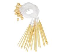 Curtzy Set Uncinetti Bamboo con Cavo Plastica e Perla (16pz) - Set Uncinetto Legno Tunisino da 2 a 12 mm - Kit Amigurumi Uncinetti di Legno per Maglieria ed Artigianato - Uncinetto Set Professionale