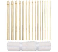 Curtzy Set Uncinetti Bamboo con Custodia in Cotone (16 Misure) - Set Uncinetto