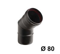 Curva 45° a inserti nero per stufe a pellet - Diametro 80