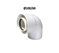 CURVA 90° COASSIALE Ø 60/100 mm PVC/PPS BIANCO per caldaie a condensazione