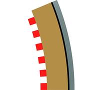 Curva a raggio 2, bordi esterni della curva 22,5° x 4