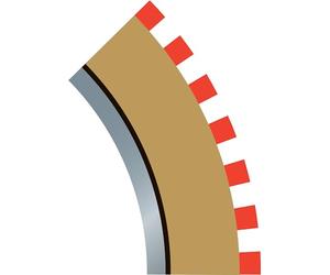 Curva a raggio 2, bordi esterni della curva 45° x 4