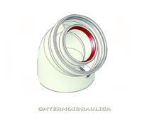 CURVA COASSIALE A 45° 60/100 IN ALUMINIO PER CALDAIE TRADIZIONALI