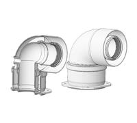 Curva coassiale di partenza 90° con ispezione bianca Ø60/100 PP NPE