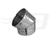 CURVA CURVE 45° ACCIAIO INOX 304 DIAM. 80 mm PER CANNA FUMARIA STUFA A PELLET