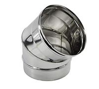 CURVA CURVE 45 GRADI IN ACCIAIO INOX AISI 304 DIAM.100 mm CAMINO STUFA A PELLET