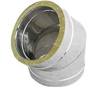 CURVA IN ACCIAIO INOX 316L A 45° DOPPIA PARETE D Int 80 D Est 130