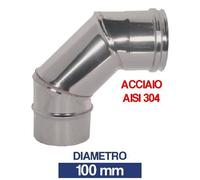 CURVA INOX CHIUSA GOMITO 90° PER CANNA FUMARIA TUBI STUFA PELLET CAMINO AISI 304