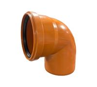 Curva per fognatura Ø 125 mm 90° con guarnizione o ring UNI EN 1401