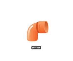 Curva superplastica pluviale Ø 80 mm 90° arancione chiusa