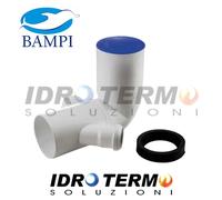 CURVA WC 90° PROLUNGATA A INNESTO CON 2 ATTACCHI Ø90 - Ø110 BAMPI + ANELLO WC