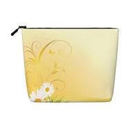 Curvatura fiori di camomilla farfalle volanti impermeabile grande capacità con cerniera viaggio di lavoro viaggio casa multifunzionale trucco borsa portaoggetti borsa portamonete, Nero , Taglia unica