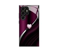 Curve Double Heart Hard Case for Samsung, Sparkling Heart Hard Case for Samsung 21/22/23/24/25/26 Series, Full-Coverage Drop Protection Phones Cases (Purple,S25 FE)