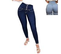 Curve Jeans Butt Lift Slim,women's Butt Lifting Jeans Trendy Stretch Plus Size,high Waisted Tummy Control Shaping Jeans (M,Blue)