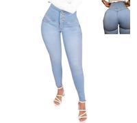 Curve Jeans Butt Lift Slim,women's Butt Lifting Jeans Trendy Stretch Plus Size,high Waisted Tummy Control Shaping Jeans (3XL,Lightblue)