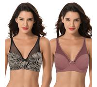 Curve Muse Donna Taglie Forti Reggiseno Minimizer Non Imbottito con Ferretto Cobertura Completa-Confezione da 2-Nero/Grigio, Marrone-3D