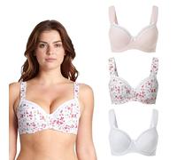 Curve Muse Reggiseno Balconcino Cotone-x3-Pink,White,White Print-6D