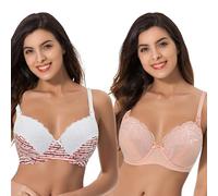 Curve Muse Reggiseno con Ferretto per Allattamento Taglie Forti con Coppe a Discesa-Confezione da 2-Crema Stampa Arancione,Pesca-3D