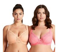Curve Muse Reggiseno con Ferretto Sfoderato con Spallacci Imbottiti-x2 | Spalline Imbottite, Stampato, Balconcino, Effetto Lifting, Floreale, T-shirt
