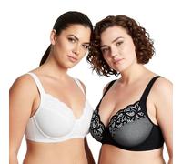 Curve Muse Reggiseno con Ferretto Sfoderato con Spallacci Imbottiti-x2 | Spalline Imbottite, Stampato, Balconcino, Effetto Lifting, Floreale, T-shirt