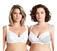Curve Muse Reggiseno con Ferretto Sfoderato con Spallacci Imbottiti-x2 | Spalline Imbottite, Stampato, Balconcino, Effetto Lifting, Floreale, T-shirt