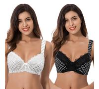 Curve Muse Reggiseno con Ferretto Sfoderato con Spallacci Imbottiti-x2 | Spalline Imbottite, Stampato, Balconcino, Effetto Lifting, Floreale, T-shirt