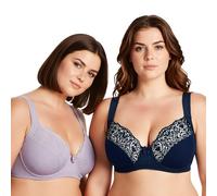 Curve Muse Reggiseno con Ferretto Sfoderato con Spallacci Imbottiti-x2 | Spalline Imbottite, Stampato, Balconcino, Effetto Lifting, Floreale, T-shirt