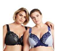 Curve Muse Reggiseno con Ferretto Sfoderato con Spallacci Imbottiti-x2 | Spalline Imbottite, Stampato, Balconcino, Effetto Lifting, Floreale, T-shirt