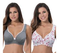 Curve Muse Reggiseno Ferretto Sfoderato Cotone-x2-Grey,White Print-3D