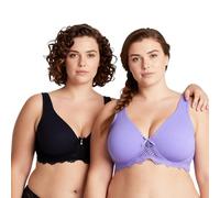 Curve Muse Reggiseno Ferretto Sfoderato Pizzo-x2-Nero,Malva-5G