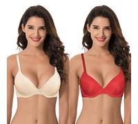 Curve Muse - Reggiseno imbottito con ferretto, per taglie forti - Rosso - 4 C (Taglia Produttore: 36C)