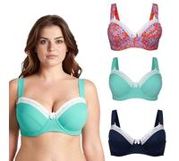 Curve Muse- Reggiseno in Cotone con Balconcino Sfoderato con Ferretto | Stampato, Trasparente, Ferretto