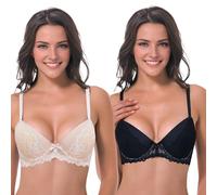 Curve Muse Reggiseno Leggermente Imbottito Balconcino-x2-Black,Peach-4E