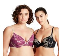 Curve Muse Reggiseno Push-up Aggiunge 1 Coppa Pizzo-x2-Nero,Rosa-9B