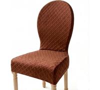 Curved Back Chair Covers, Stretch Jacquard Dining Seat Protectors | Elastic hem, soft polyester, washable, fits 48-51cm wide kitchen hotel banquet party(Brown,2 Pcs)
