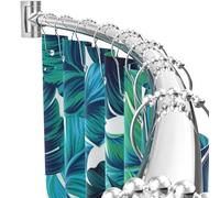 Curved Shower Curtain Rod For Bathroom 38-72 Inches, Adjustable Length, Curved Shower Rod, Metal Rods&Brackets, Round Shower Curtain Rods, Rotate Bracket For Large Shower Space, Need Drilling, Chrome