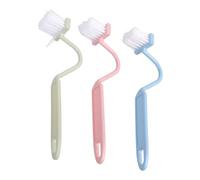 Curved Toilet Cleaning Brush Set 3 Assorted Color Multipurpose Plastic Handle Corner Scrubber Home Office Essential Easy Grip Curved Cleaning Brush