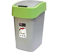 Curver 02171 pc-P80 - 00 Pattumiera Flip B, 25 l, Argento/Verde