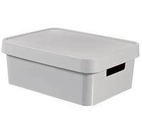 CURVER 04752-099-00 Infinity-Scatola Porta Oggetti con Coperchio in plastica, Colore: Grigio Chiaro, 36,3 x 27 x 22,2 cm, 11 L