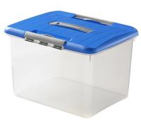 Curver 169056 Optima - Contenitore per Alimenti 30 L con Coperchio, Colore: Trasparente/Blu