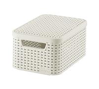 Curver 205840 - Scatola con coperchio, in polipropilene, aspetto vimini, S