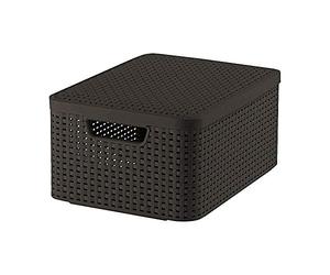 CURVER 205847 - Scatola con Coperchio, in Polipropilene, Aspetto Vimini, M
