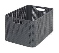 Curver 205852 - Cesto portaoggetti in Polipropilene di seconda Generazione, Aspetto Vimini, Grande