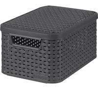 Curver 205863 - Scatola con coperchio, in polipropilene, aspetto vimini, L