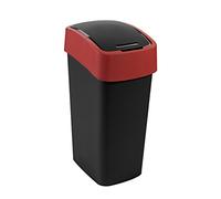 CURVER 229413-Pattumiera Flip in plastica, Colore: Nero/Rosso, 29,4 x 37,6 x 65,3 cm, 50 L