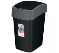 Curver 229415 Flip Bin Pattumiera plastica Nero/Argento 26 x 34 x 47 cm, 25 l